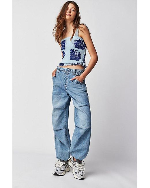 Free People Poppy Tube Top At In Blue Combo, Size: Medium