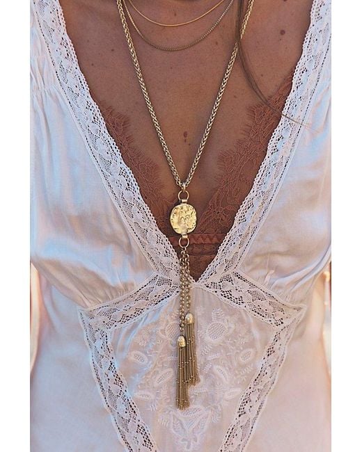 Free People Metallic Saskia Tassel Pendant Necklace
