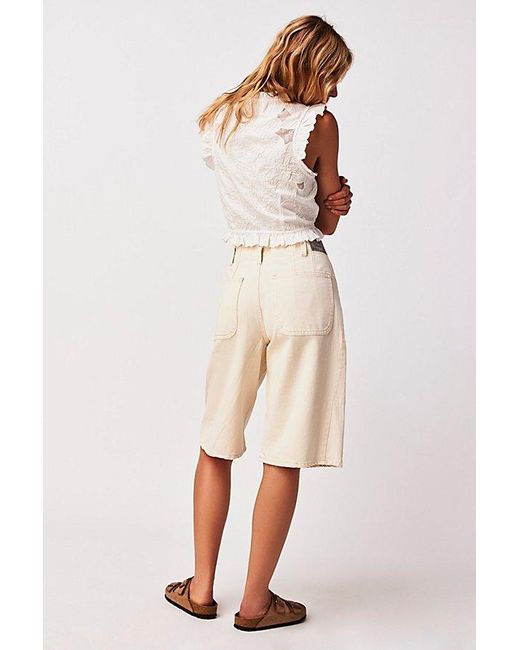 Free People Natural Extreme Measures Barrel Shorts At Free People In White, Size: 25