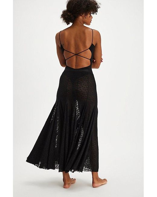 Free People Black Kiss Kiss Half Slip