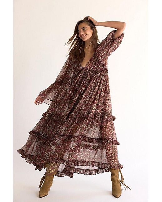 Free People Brown Weeping Willows Maxi Dress