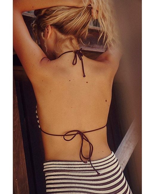 Bondeye Brown Beaded Ingrid Triangle Bikini Top