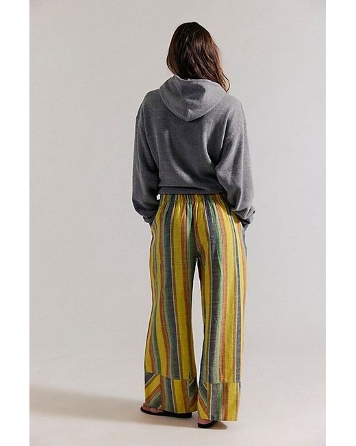 Free People Multicolor Day's End Linen Striped Pull-On Pants