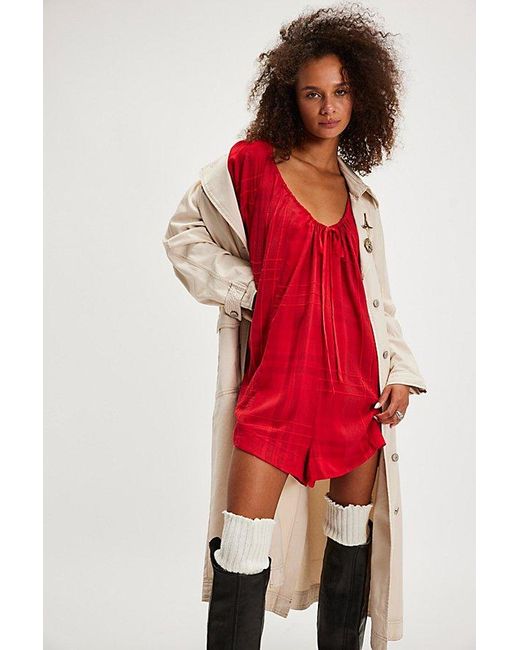 Free People Red Bop Around Romper