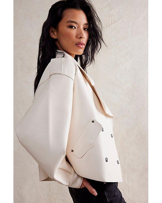 Free People Natural Alexis Vegan Leather Jacket At Free People In Ivory, Size: Small