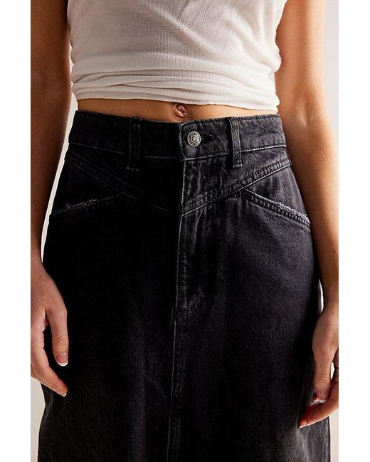 Free People Come As You Are Denim Maxi Skirt At Free People In Black, Size: Us 0