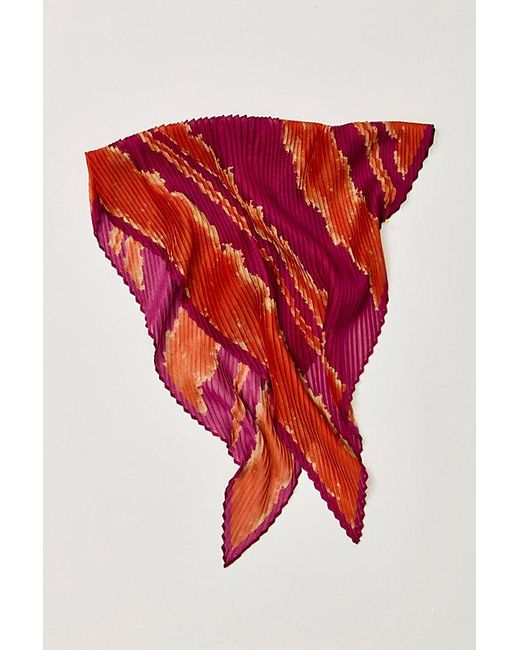 Free People Orange Pleated Printed Skinny Bandana