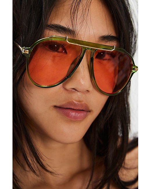Free People Natural Ventura Oversized Aviator Sunglasses