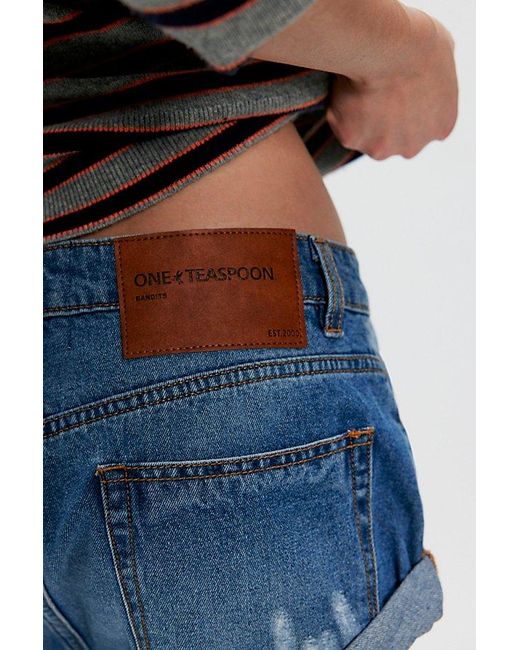 One Teaspoon Multicolor Bandits Low-Waist Denim Shorts