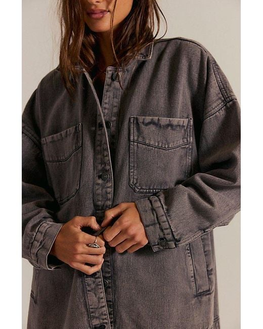 Free People Green Madison City Denim Jacket