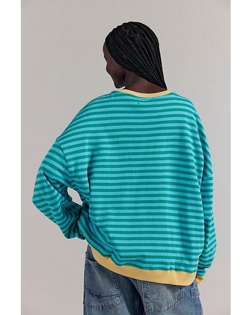 Free People Blue We The Free Classic Striped Oversized Crewneck