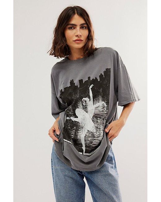 Free People Gray Central Park Ballet Festival Tee At In Washed Castlerock, Size: M/l