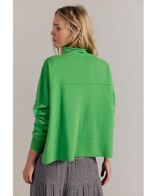 Free People Green Ambrose Cashmere Turtleneck Sweater
