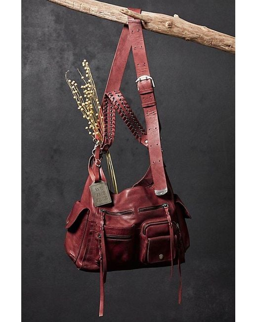 Free People Gray Ledger Leather Bag
