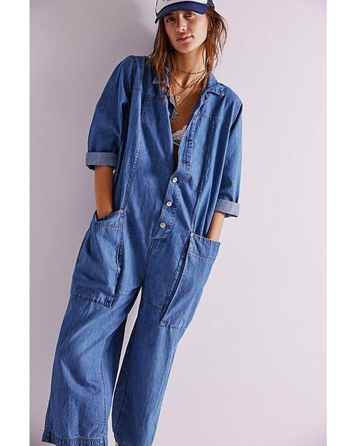 Free People Blue We The Free Margarita Jumpsuit