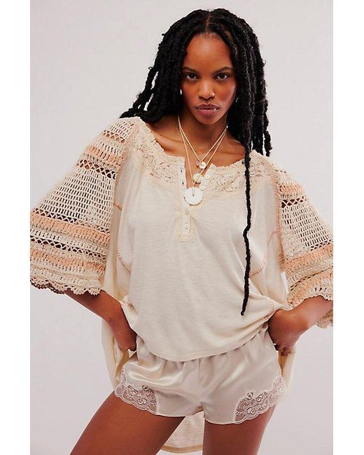 Free People Natural Crochet Me Pullover