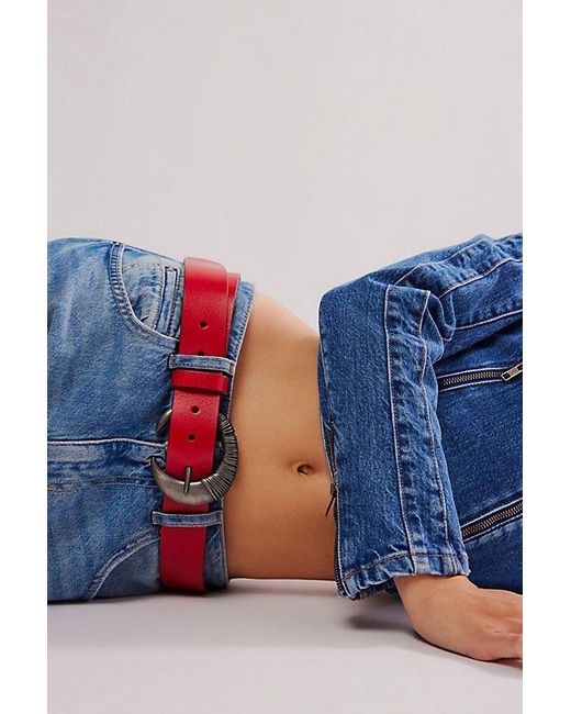 Free People Red Artemis Buckle Belt