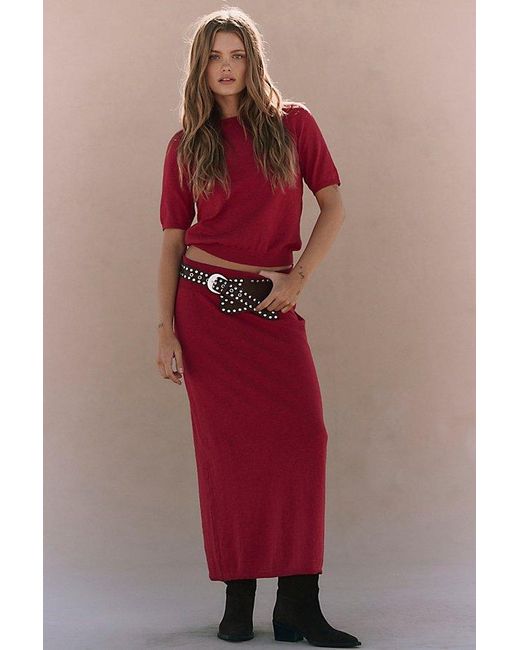 free-est Red Isabella Sweater Skirt Set By