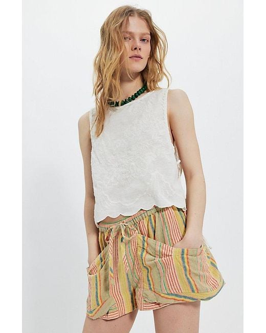 Free People White Good Fortune Stripe Shorts