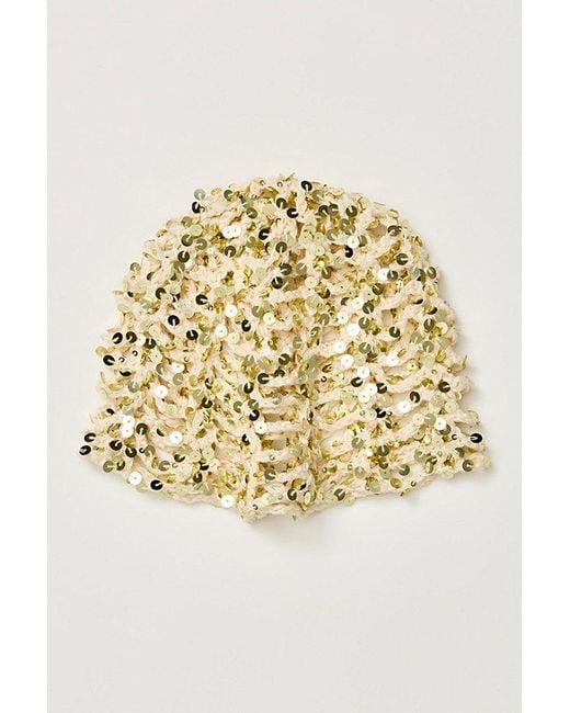 Free People Metallic Mila Sequin Disco Crochet Skull Cap