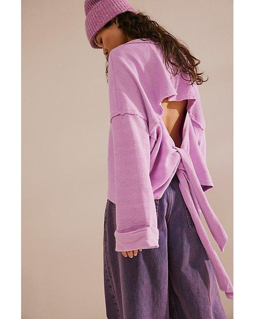 Free People Purple Alyria Solid Pullover