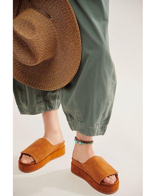 Silent D Green Perry Suede Slide Sandals