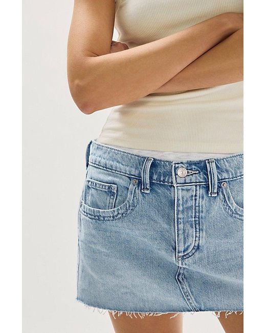 Free People Blue Lainey Low-Rise Mini Skirt