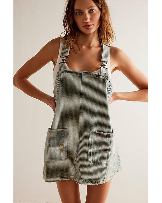 Free People Blue We The Free Overall Smock Mini Railroad Top