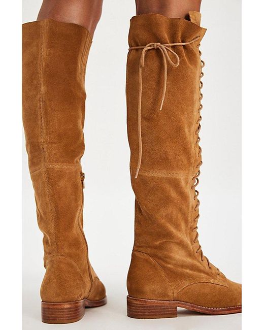 Free People Davey Over The Knee Lace Up Boots in Brown | Lyst UK