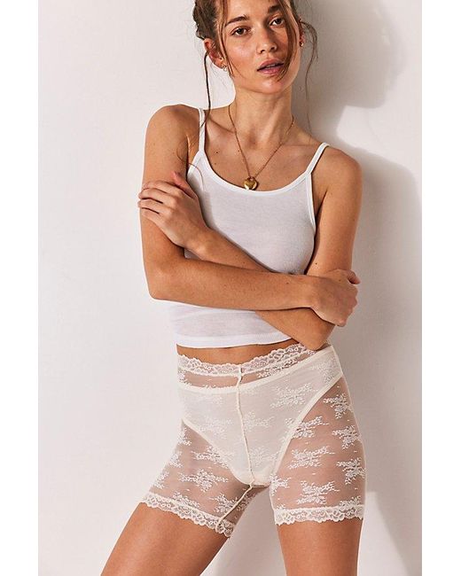 Free People Brown For You Lace Bike Shorts