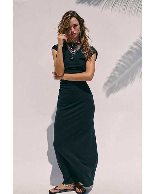 free-est Black Good Feels Cap-Sleeve Maxi Dress By