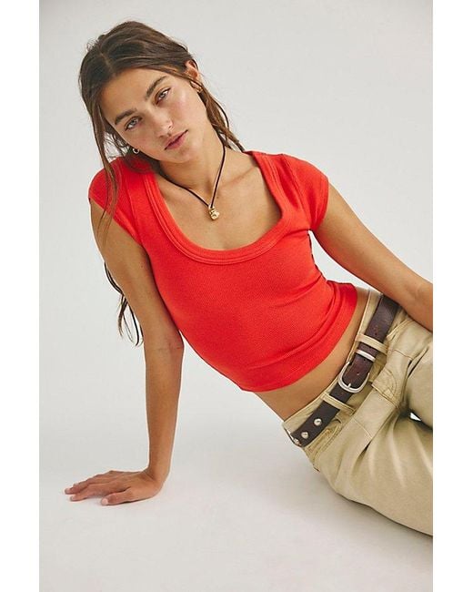 Free People Red Brooklyn Tee