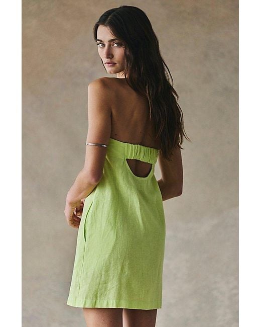 free-est Green Essentially The Best Cotton-Linen Mini Dress By