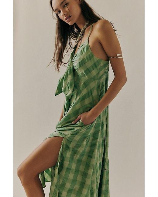 Free People Green Via Midi Dress