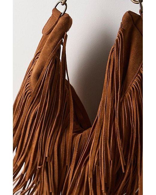 Free People Brown Fern Fringe Shoulder Bag