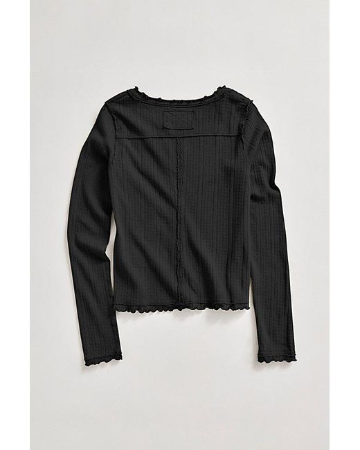 Free People Black Penny Pointelle Cardi