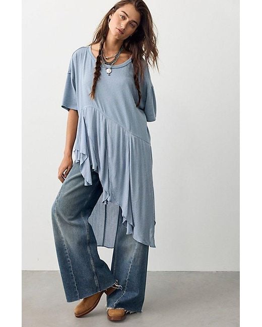 Free People Blue Sedona Maxi Tee Top