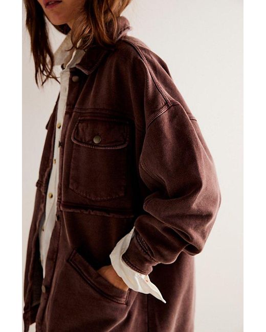 Free People Brown Dawson Chore Jacket At In Chocolate, Size: Xs