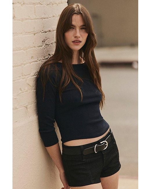 Free People Black We The Free Ana Denim Micro Shorts