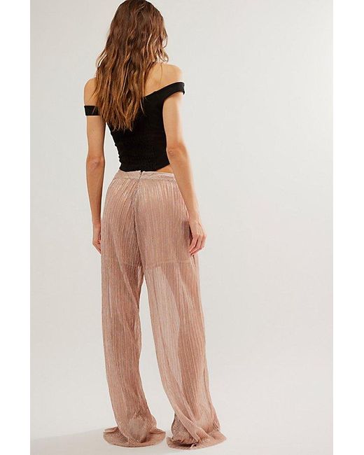 One Teaspoon Black Plisse Palazzo Pants At Free People In Rose Gold, Size: Large