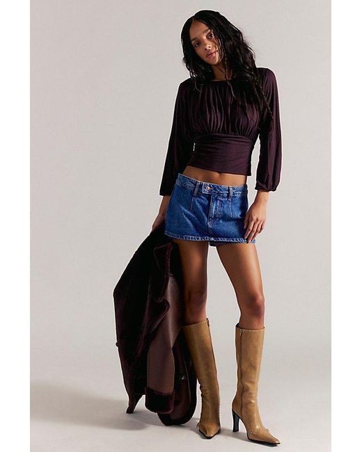 Free People Blue We The Free Galivanting Peekaboo Skort