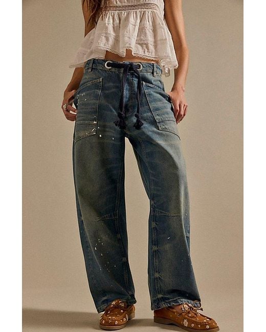 Free People Gray Moxie Pull-On Barrel Jeans