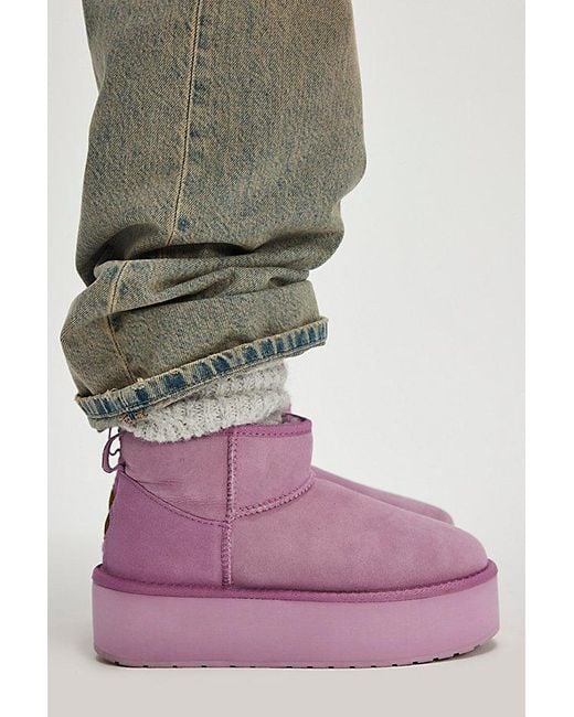 EMU Pink Sheepskin Flatform Platform Boots