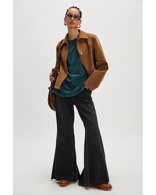 Free People Green Perfect Oversized Long Sleeve Top
