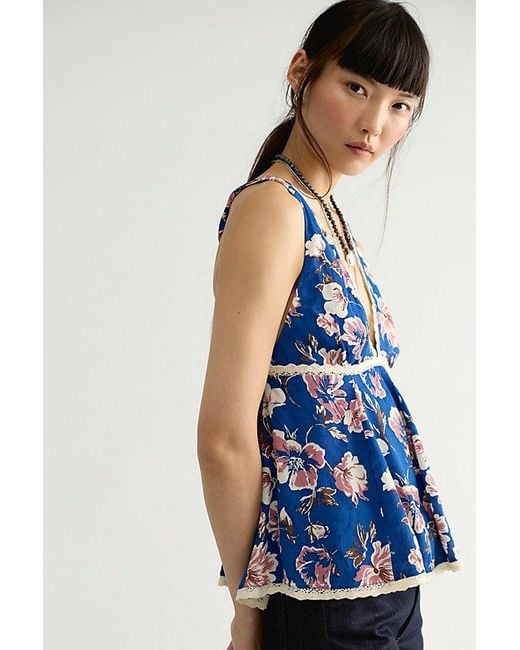Free People Blue Rome Printed Tank Top