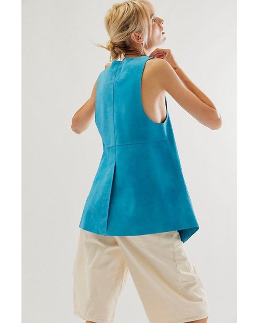 Free People Blue We The Free Low Rider Suede Vest