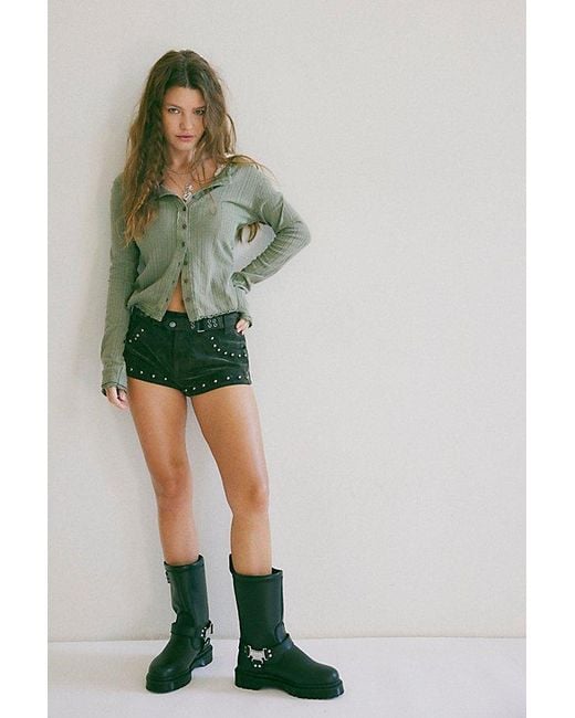 Free People Green Penny Pointelle Cardi
