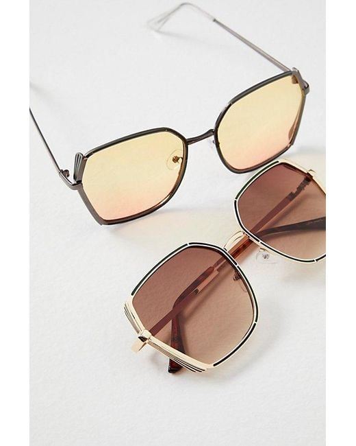 Free People Natural Batiste Oversized Round Sunnies