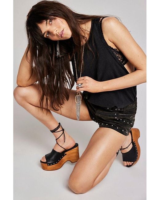 Free People Brown Front Row Wrap Clogs
