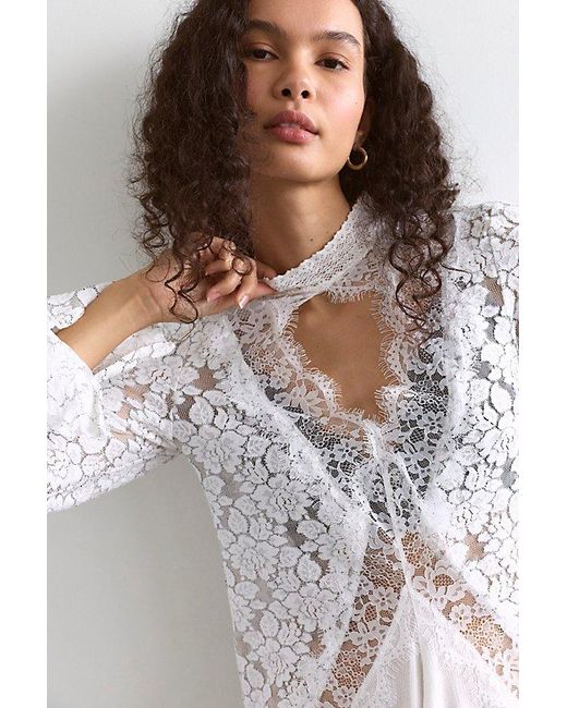 Free People White First Crush Lace Tunic